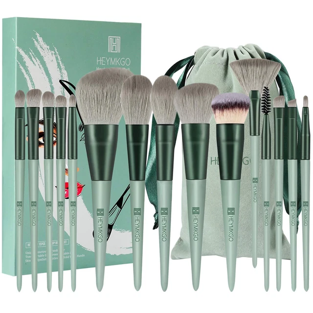 HEYMKGO Pennelli trucco 15 set Pennelli Make Up Setole sintetiche premium