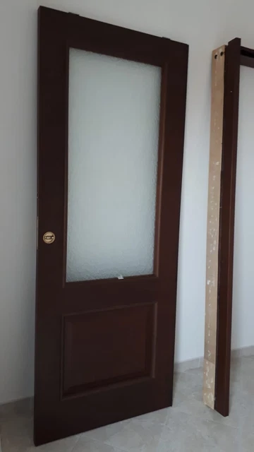 Porte Coulissante à Mantovane En Noyer Foncé Avec Verre - Italienne