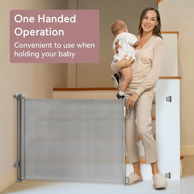 Momcozy Retractable Baby Dog Gate 33" Tall Extends to 55" Wide Safety Gate
