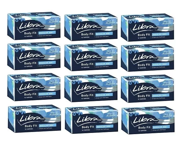 12 x Libra Body Fit Regular Tampons 16 Tampons