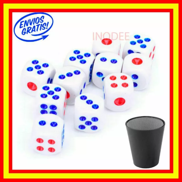 Juego De Dados Poker De Mesa Con Cubilete Dados De Color Azul Rojo Dado