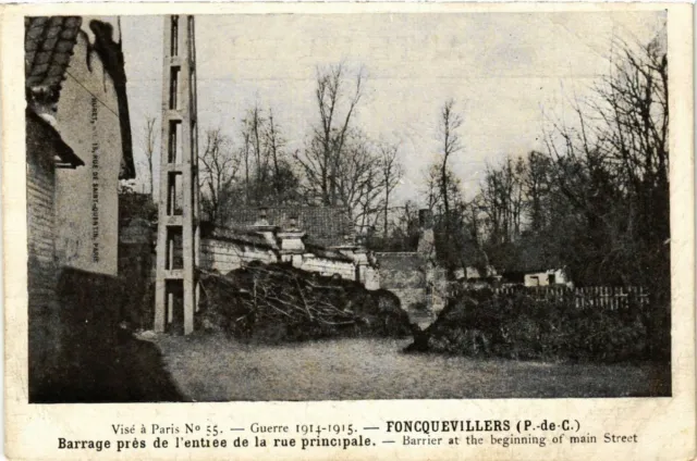 CPA AK Militaire Foncquevillers - Barrage pres de l'Entrée de rue Prin (362557)