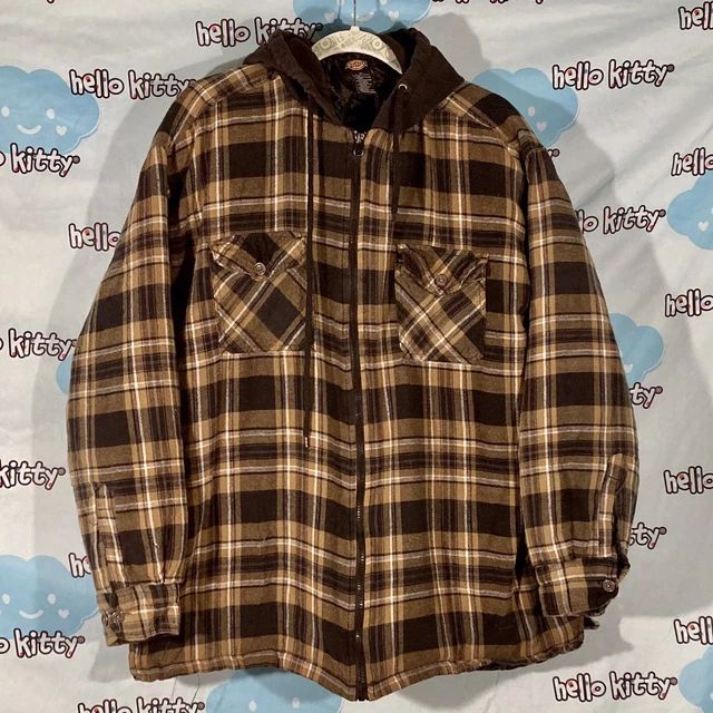 Dickies - Men's Quilt Lined Flannel Hoodie Full Zip Jacket - Multiple Pockets XL