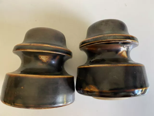 Vintage Thomas Ceramic Insulator dark brown  Mushroom Style 3" tall