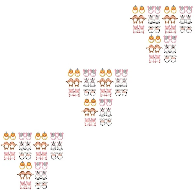 54 Pcs Papier D'anniversaire Verres En Papier Animaux Lunettes
