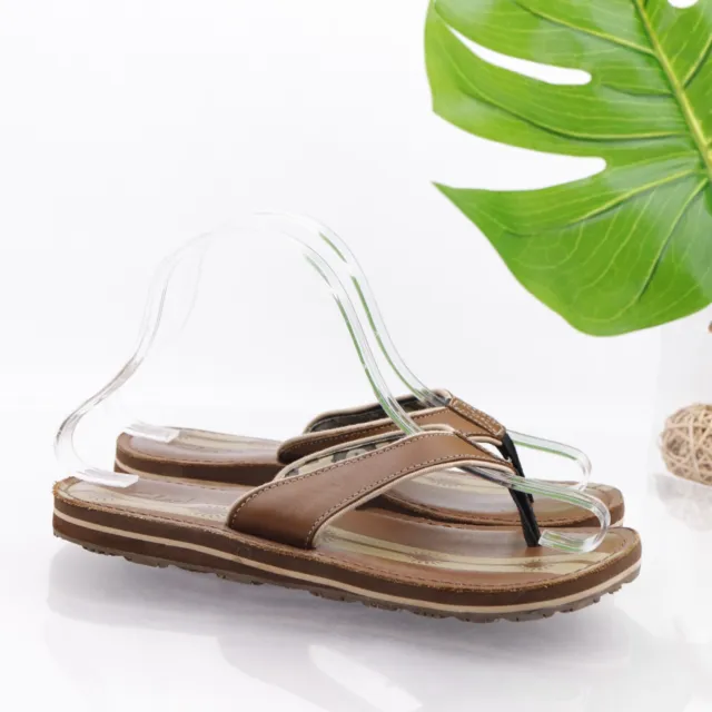 Clarks Women's Sandal Size 7 Thong Slide Flip Flop Brown Leather Ligh Comfy Shoe