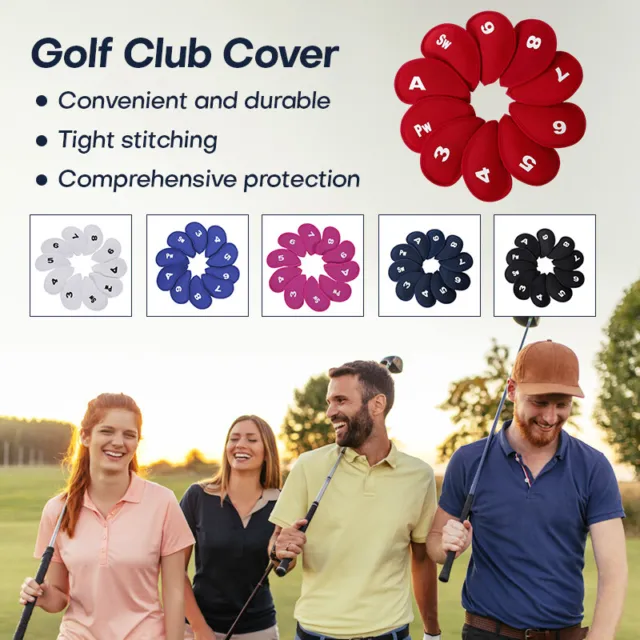 Neoprene Golf Iron Head Covers Club Headcovers Protector Set Universal 10 Pcs