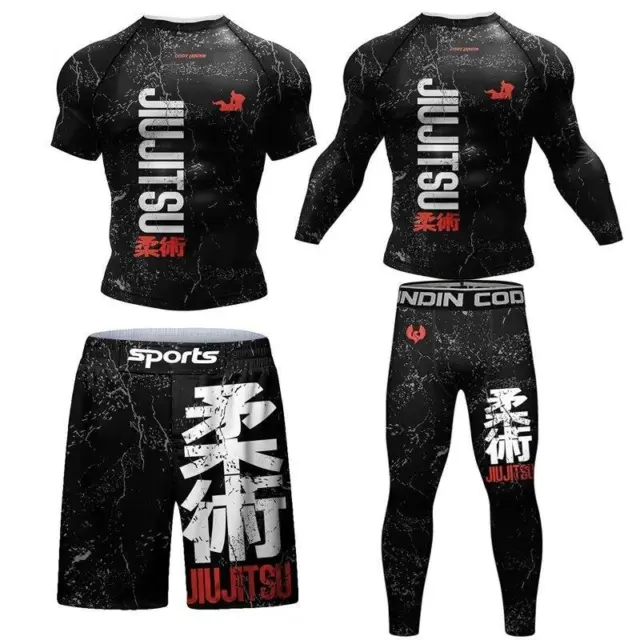 Black Theme Brazilian Jiu Jitsu BJJ MMA Rash Guard Rash Guard Sport Clothing NEW