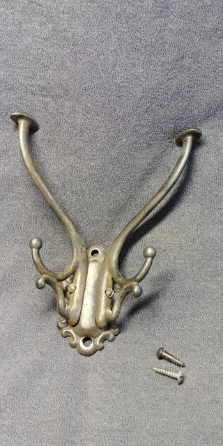 Vintage Metal Double Coat Hat Hook Hardware Victorian Style Home Decor 6 Inch