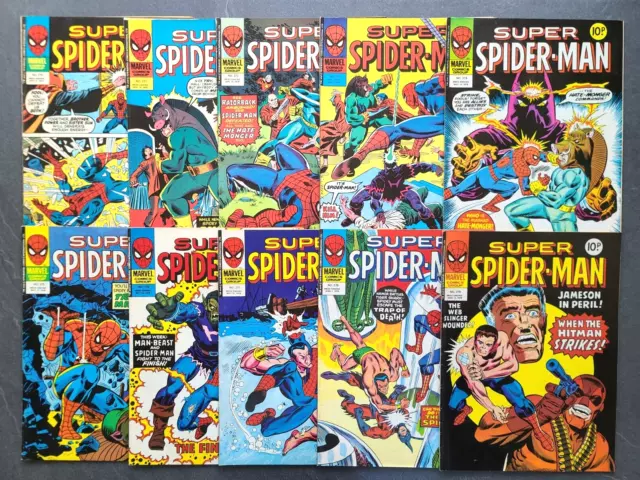 SUPER SPIDER-MAN Weekly Lot of 10 (Marvel UK 1978 Bundle) # 270-279