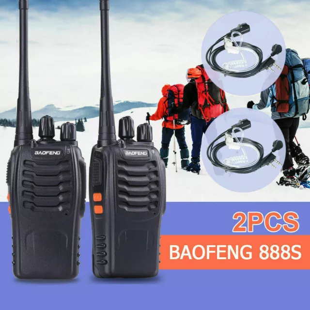 2x Baofeng BF-888S Walkie Talkies UHF PMR446 Two Way Radio Long Range + Earpiece