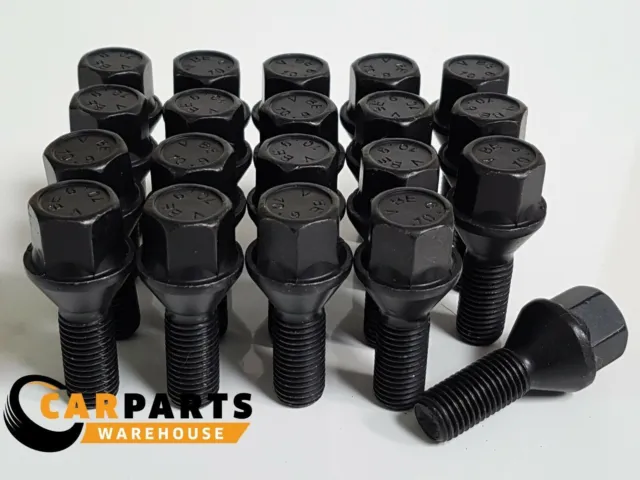 Fits BMW Alloy Wheel Bolts OE M14 X 1.25 27MM 60 Taper Black X20 For G and F