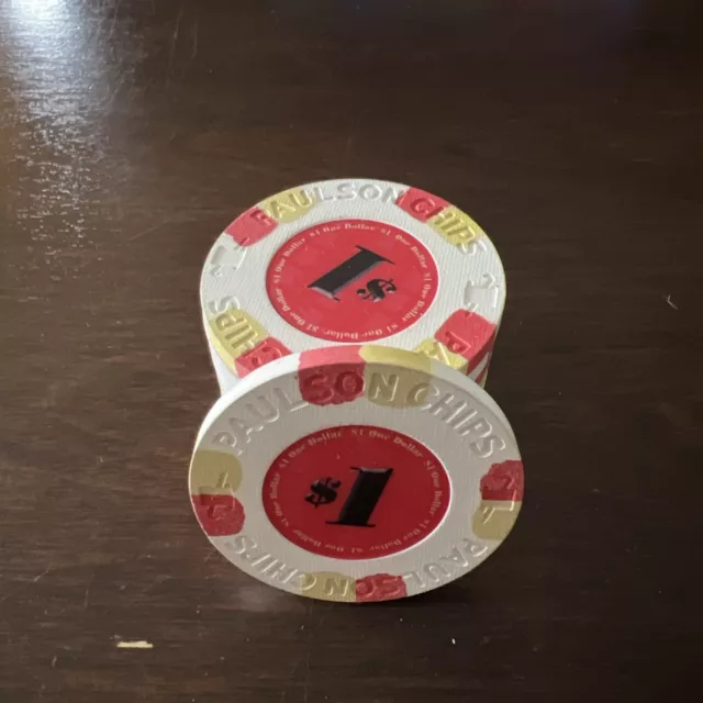 10 Authentic $1 Paulson Top Hat and Cane Classic Poker Chips Very Rare Excellent