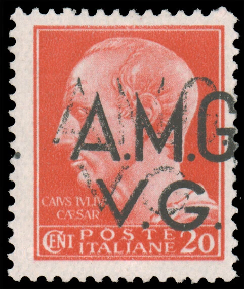 AMG VENEZIA GIULIA 1946 20c ROSE RED WITH DOUBLE OVERPRINT MNH #1LN7B var. secon