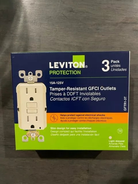 Leviton GFTR1-3T Light Almond 15 A Tamper Resistant Receptacle - Pack of 3 New