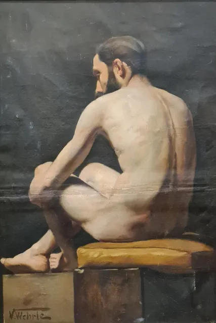 Victor Wehrle Anfruns. Male Nude. Oil On Canvas. 19Th-20Th Century