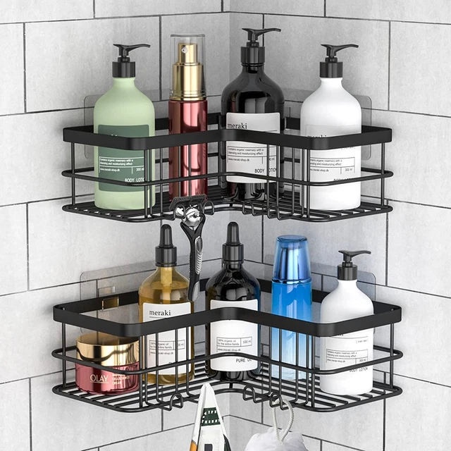 Corner Shower Caddy, Adhesive Shower Shelves No Drilling [2-Pack], Rustproof Sta