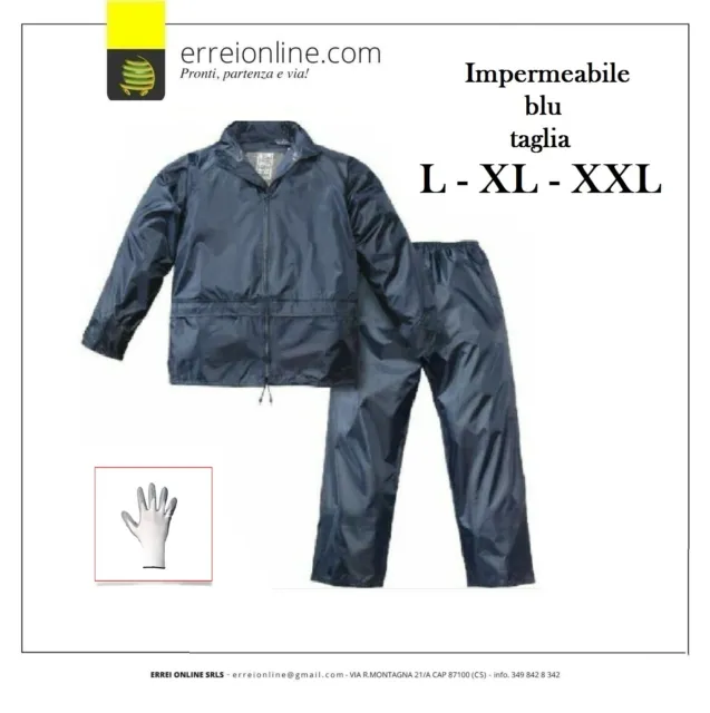Completo Tuta Impermeabile Giacca Pantalone da Lavoro Uomo Anti Pioggia