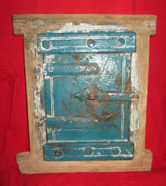 Vintage Old Collectible Hand Carved Painted Rare Size Small Wooden Window Door