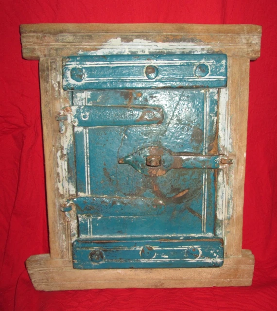 Vintage Old Collectible Hand Carved Painted Rare Size Small Wooden Window Door