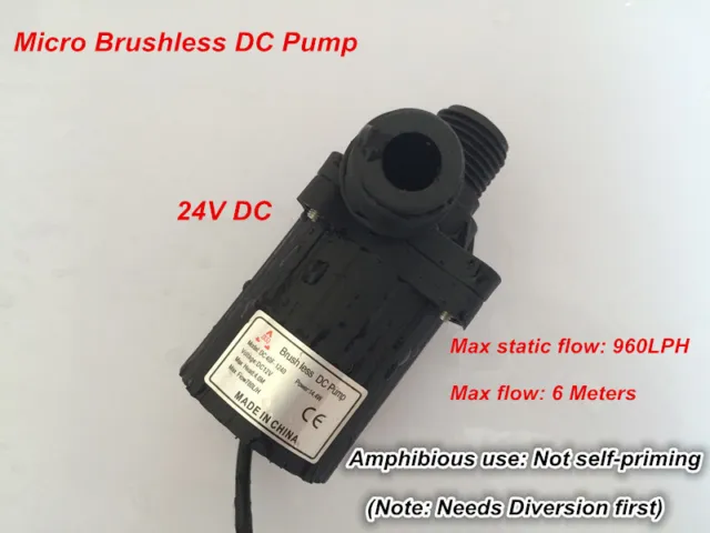24V DC Small Submersible Water Pump 960LPH 6M,Mini Size, Brushless, For Fountain