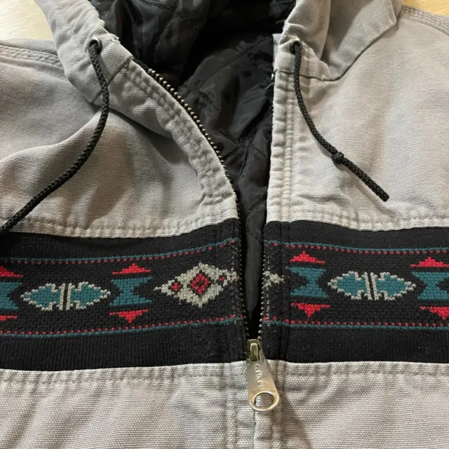Vintage 90s Carhartt Aztec Grey Work Southwest Navajo Jacket Coat