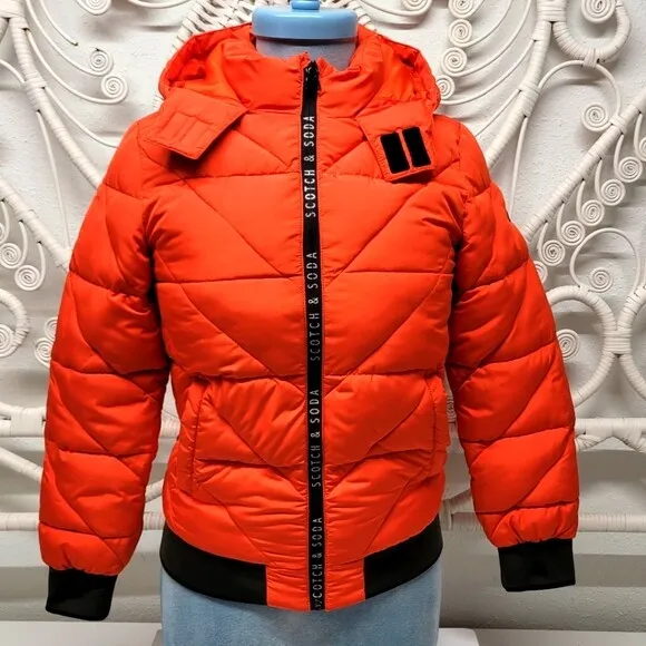 Scotch & Soda Puffer Jacket Polyester Kids Size 12/152 Orange