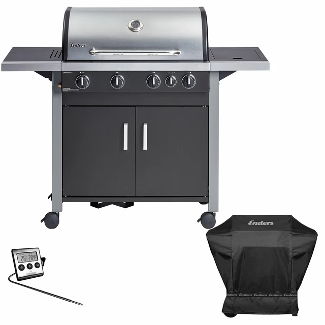 Gasgrill Enders CHICAGO 4K mit 4 Seitenbrenner Edelstahl Gas Grill Standgrill