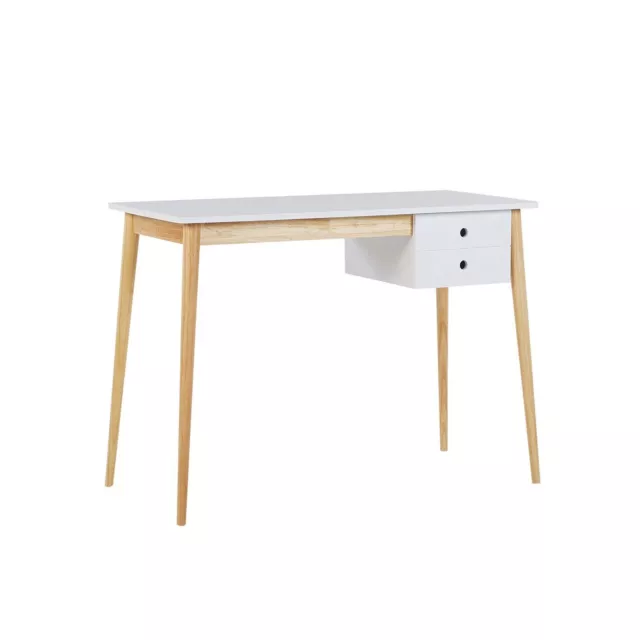 Oslo Desk with Drawer in White & Natural