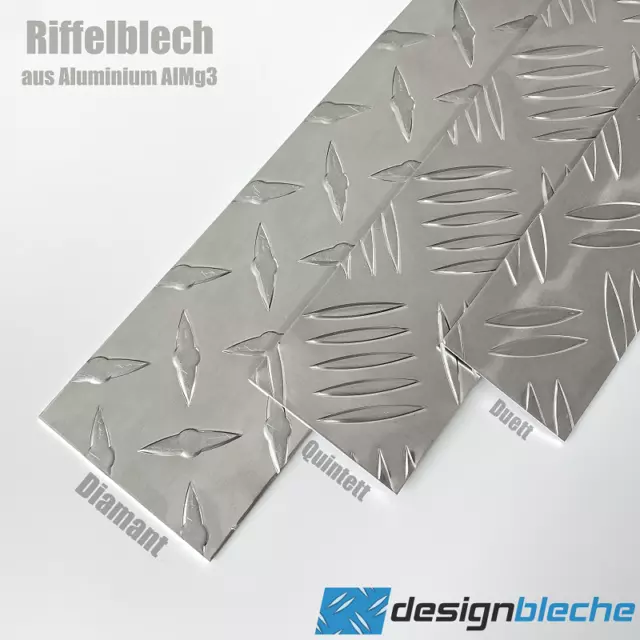 Tränenblech Aluminium Riffelblech Zuschnitt bis 3 Meter Alu Platten AlMg3 Bleche