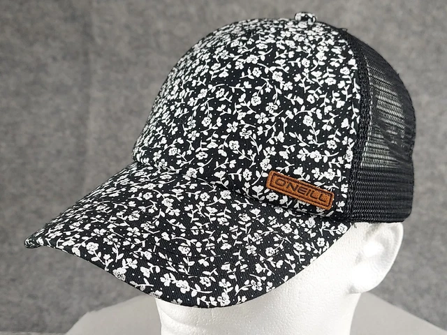O'Neill Mesh Snapback Trucker Hat ONeill Cap Black White Flowers Foam RN 85773