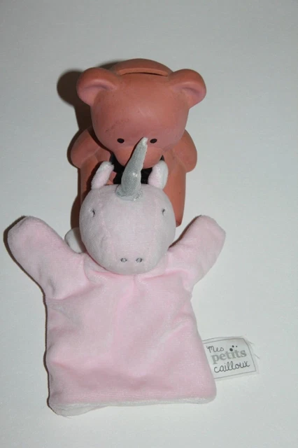DOUDOU mes petits cailloux LICORNE ROSE MARIONNETTE NEUF