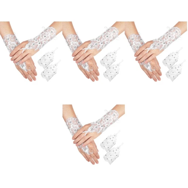 4 paia pizzo in rete eleganti guanti da matrimonio guanti da sposa per trecce
