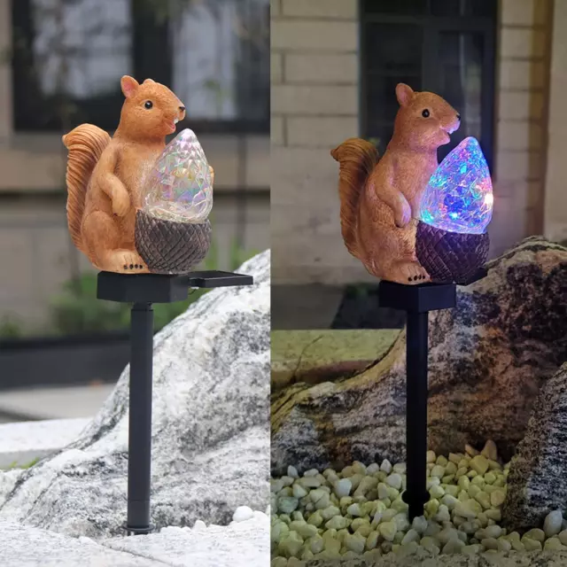 Squirrel Solar Garden Stake,Waterproof Squirrel Garden Decor,Colorful LED Squirr