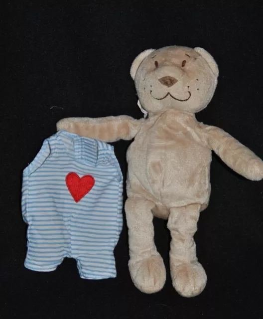 Peluche Doudou Ours Coeur Rouge IKEA Fabler Bleu Blanc Salopette Amovible 24 Cm