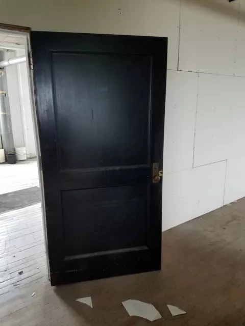 Large Heavy Metal/Wood Solid Door Brass Hardware Antique Vintage Salvage 