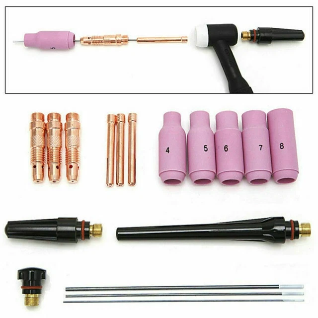 17pcs Tig Gaz Lentille Collet Corps Consommables Kit Pour Wp 17 18 26 Chalumeau