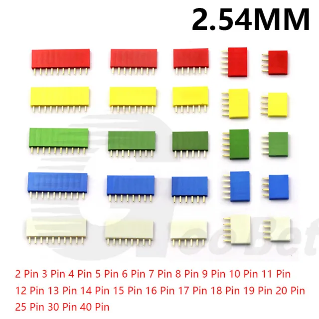 2 Pin to 40 Pin Single Row 2.54mm Female PCB Straight Header Strip Connector DIY