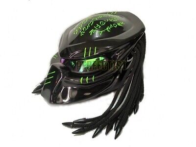 Predator Motorcycle Helmet Biker ATV Gloss Black Green Alien Blood Scratch T10