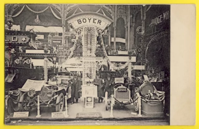 cpa Cachet PARIS Exposition de l'Automobile 1906 STAND VOITURES BOYER Car Show