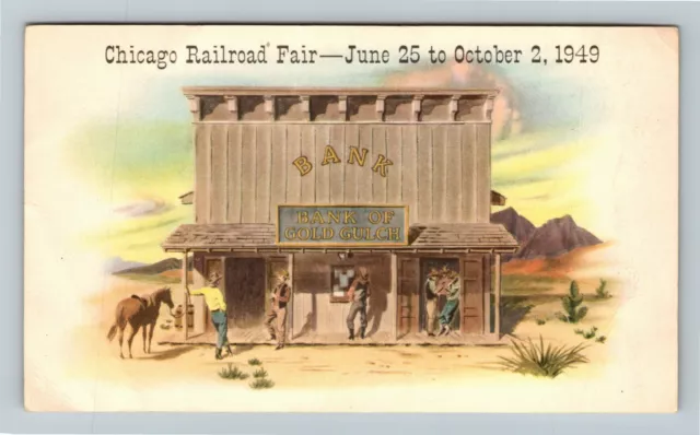 Chicago IL- Illinois, Chicago Railroad Fair, Bank Building, Vintage Postcard