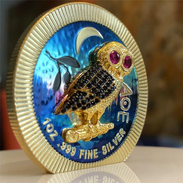 2021 Niue $2 Athenian Owl Forest -1oz Silver Coin Swarovski Crystal