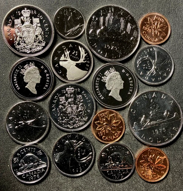 Old Canada Coin Lot - 16 PROOF AND PROOF-LIKE COINS - Lot #J4