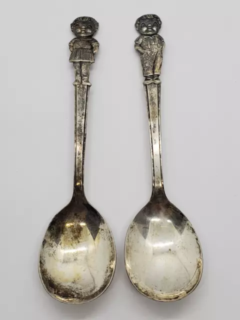 Vtg International Silver Campbells Soup Kids Boy & Girl Spoon Set - Silverplate