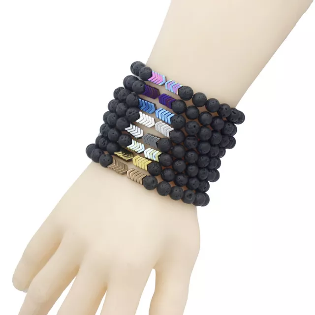 Volcanic Lava Stone Essential Oil Diffuser Bracelets Magnet Arrow Beads Bracelet