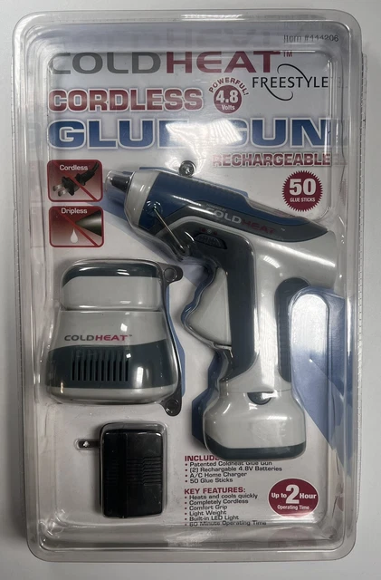 Pistola de pegamento inalámbrica ColdHeat calor frío recargable 4,8 VB batería/cargador nueva sellada