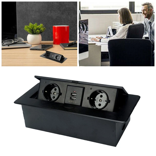 Enchufe empotrado retráctil de cocina aleación de aluminio enchufe de mesa con 2 USB