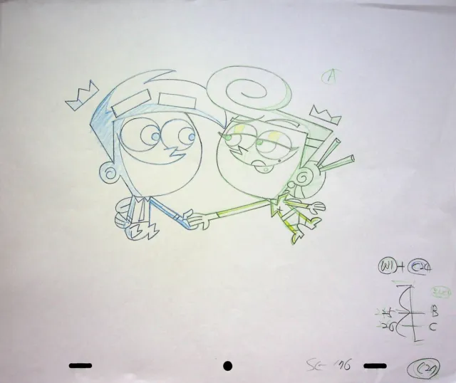 The Fairly OddParents Production Hand Drawn Animation Layout Art Nickelodeon