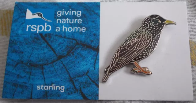 Starling - Rspb, Giving Nature A Home, Rare Pin/Badge, On Original Backing Card.