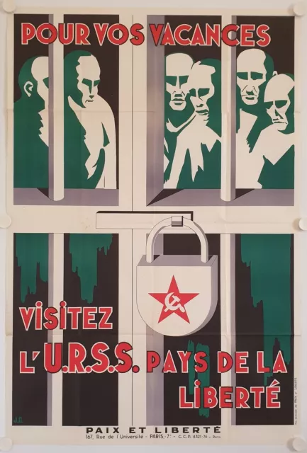 Affiche Paix et Liberté 1951 VACANCES VISITEZ U.R.S.S - PAYS DE LA LIBERTÉ